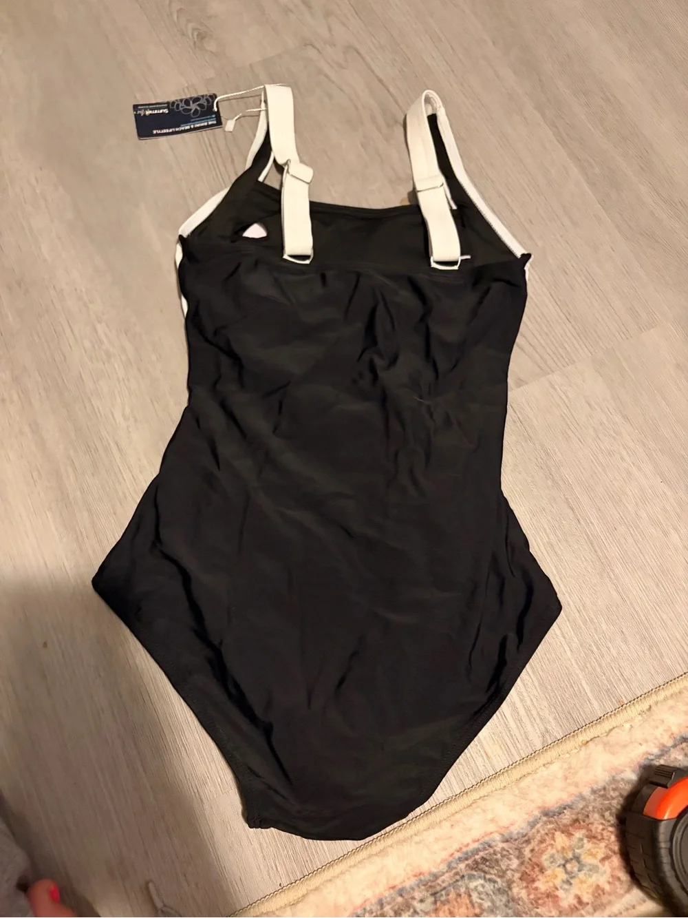 Girls Black and White One-Piece Swimsuit — Athletic Fit